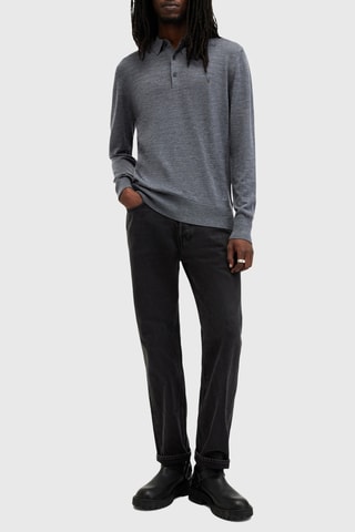 Camisola slim em lã - Azul-cinza