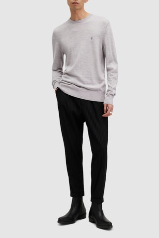 Camisola slim em lã - Cinzento-claro