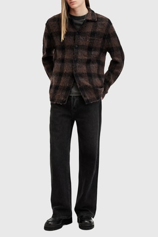 Sobrecamisa regular em lã e alpaca - Castanho e preto