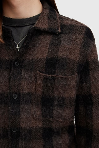 Sobrecamisa regular em lã e alpaca - Castanho e preto