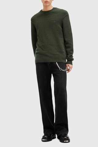 Camisola regular em lã - Verde-escuro