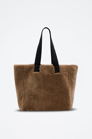 Mala shopper reversível em couro - Preto e castanho