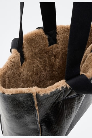 Mala shopper reversível em couro - Preto e castanho