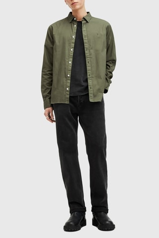 Camisa regular em algodão biológico - Verde caqui
