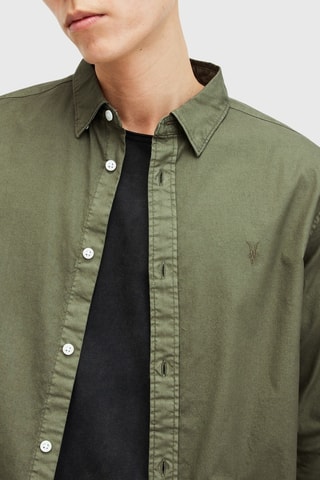 Camisa regular em algodão biológico - Verde caqui
