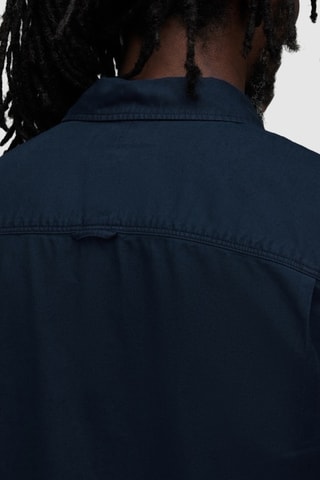 Camisa slim em algodão biológico - Azul-marinho