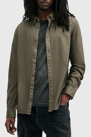 Camisa regular em algodão biológico - Castanho