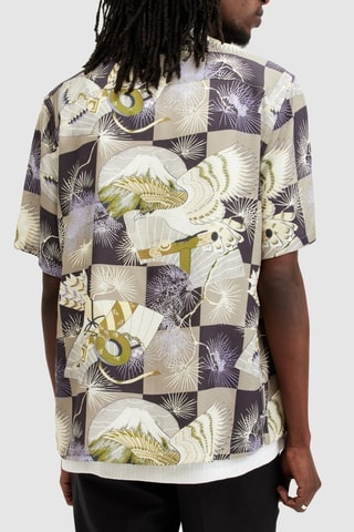 Camisa relaxed - Cinzento e bege