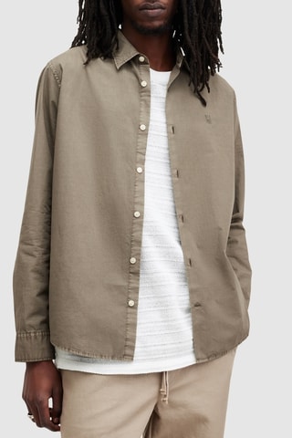 Camisa relaxed em algodão biológico - Castanho