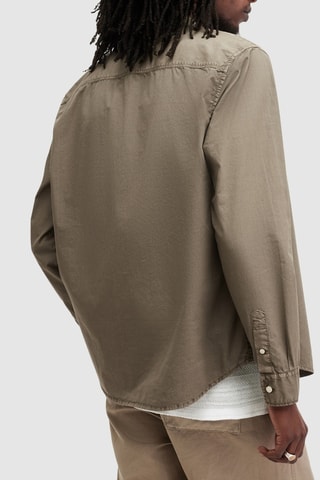 Camisa relaxed em algodão biológico - Castanho