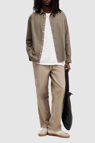 Camisa relaxed em algodão biológico - Castanho