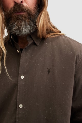 Camisa relaxed em algodão biológico - Castanho mesclado