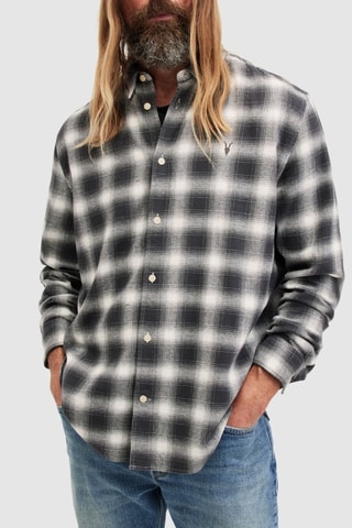 Camisa relaxed em algodão biológico - Preto e branco