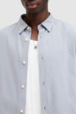 Camisa regular em algodão biológico - Azul-cinza