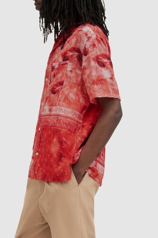 Camisa relaxed em algodão biológico - Vermelho
