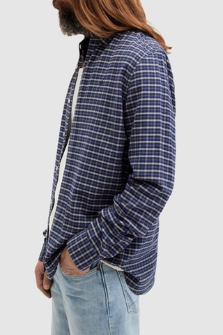 Camisa relaxed em algodão biológico - Azul-marinho
