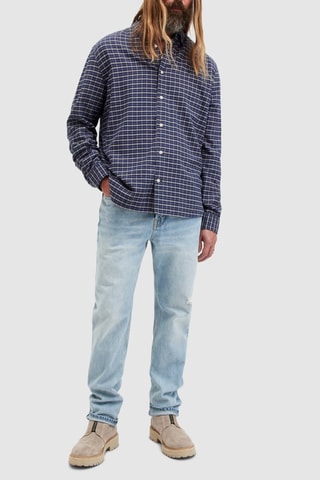 Camisa relaxed em algodão biológico - Azul-marinho