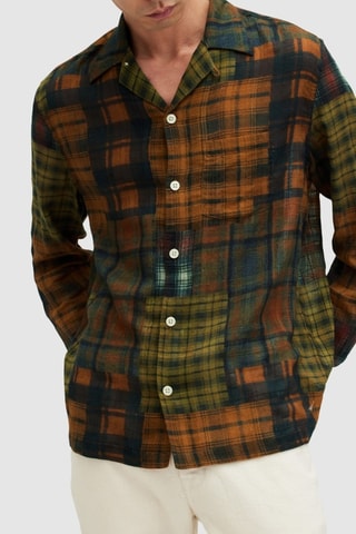 Camisa relaxed em algodão biológico - Castanho