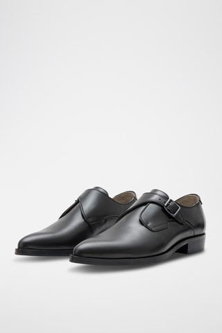 Derbies com fivela em couro - Preto