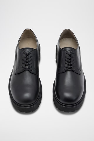 Derbies com plataforma em couro Tigress - Preto