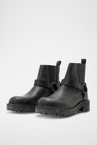 Botins Chelsea em couro - Preto