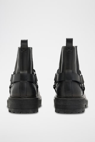 Botins Chelsea em couro - Preto