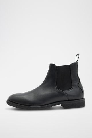 Botins Chelsea em couro - Preto