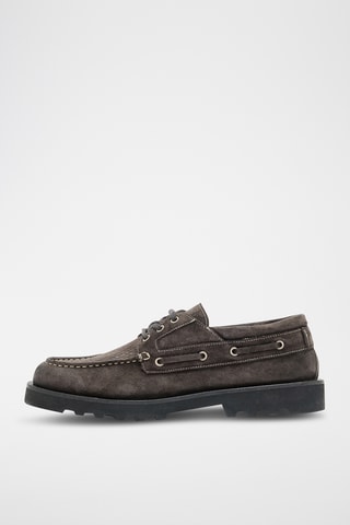 Sapatos de vela com plataforma em nobuck - Cinzento