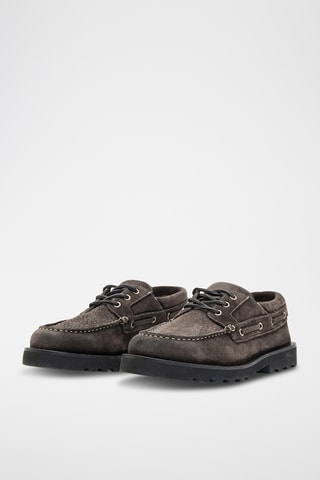 Sapatos de vela com plataforma em nobuck - Cinzento
