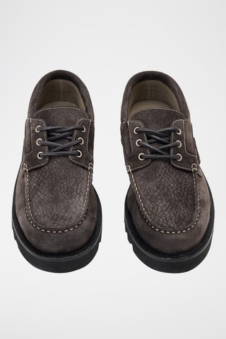 Sapatos de vela com plataforma em nobuck - Cinzento