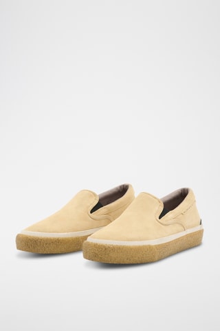 Slip-on com plataforma em nobuck - Bege