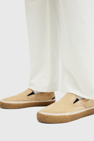 Slip-on com plataforma em nobuck - Bege