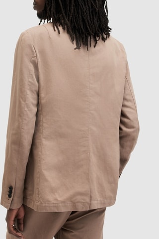 Blazer regular em linho - Castanho-claro