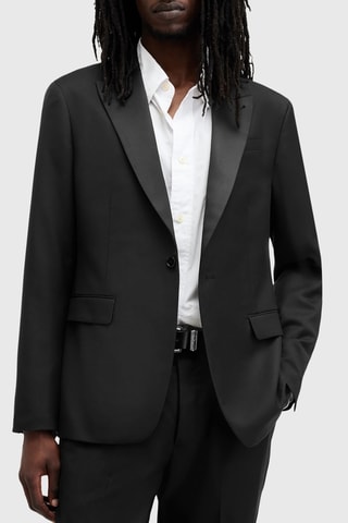 Blazer slim em lã Langton - Preto