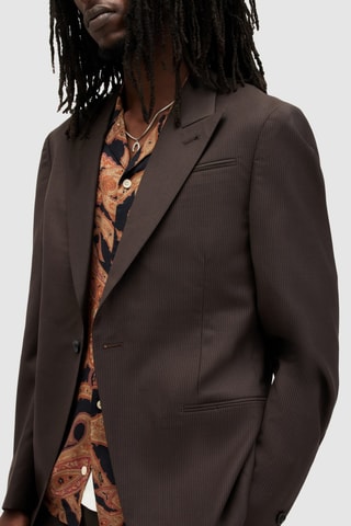 Blazer relaxed em lã - Castanho-escuro