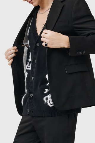 Blazer slim em algodão biológico - Preto