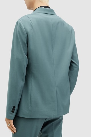 Blazer skinny em lã - Azul-petróleo