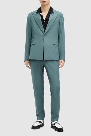 Blazer skinny em lã - Azul-petróleo