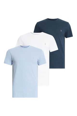 3 t-shirts slim en coton biologique Statten - Bleu clair et blanc