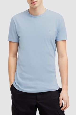 3 t-shirts slim en coton biologique Statten - Bleu clair et blanc