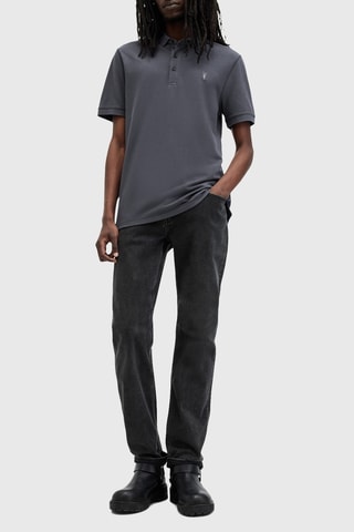 Polo slim en coton biologique - Bleu-gris