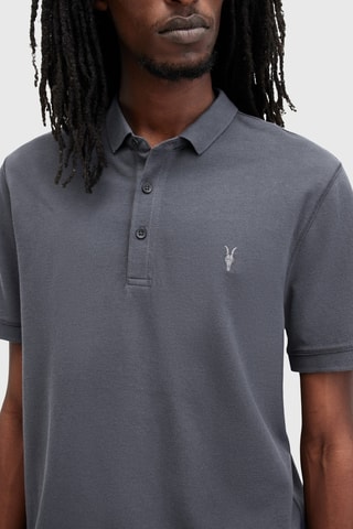 Polo slim en coton biologique - Bleu-gris