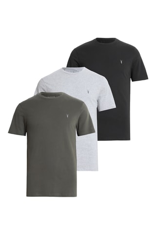 3 t-shirts slim en coton biologique - Kaki et gris clair chiné