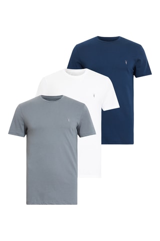 3 t-shirts slim en coton biologique - Bleu et blanc