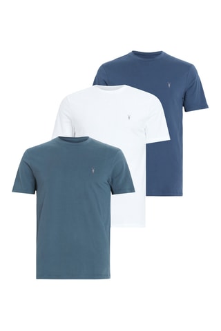 3 t-shirts slim en coton biologique - Bleu clair et blanc