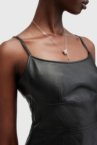 Vestido justo em couro de cordeiro - Preto