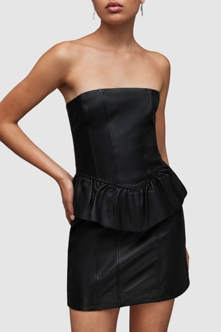 Vestido caicai em couro - Preto