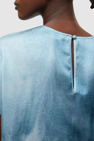 Vestido midi tie and dye em seda - Azul-claro