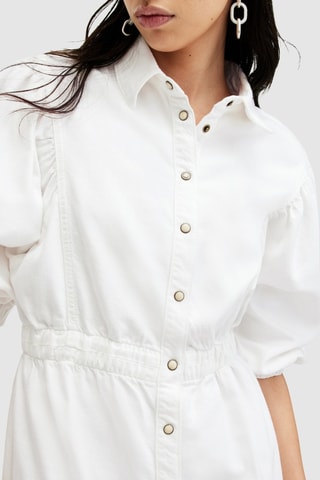 Vestido-camisa em algodão biológico - Branco