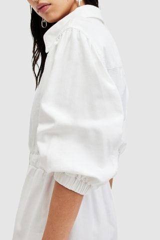Vestido-camisa em algodão biológico - Branco